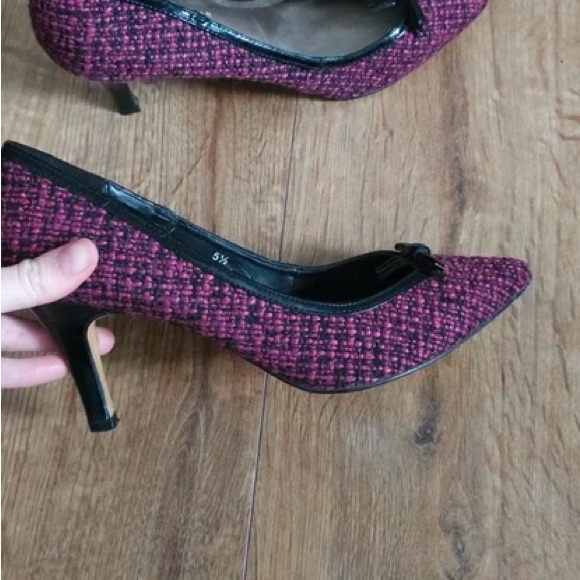 Marks & Spencer Pink Berry Tweed Pointed-Toe Flats - Picture 3 of 3